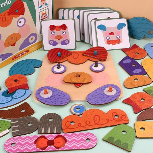 3D Wooden Emotion Puzzle with Flash Cards
