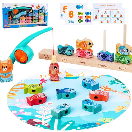 Fin-tastic Counting Quest: Montessori Wooden Fishing Game