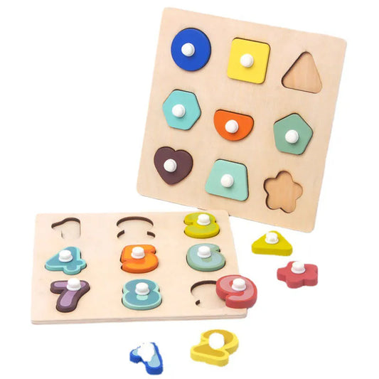Early Learning Memory Match Puzzle Board - Numbers and Shapes