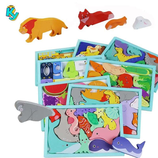 3D Painted Wooden Memory Matching Jigsaw Puzzle